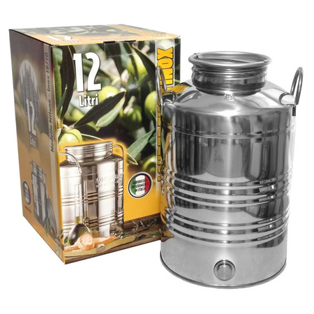 Bańka ze stali inox beczka 12l z kranem Italia
