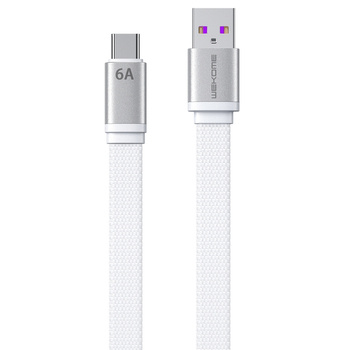 Kabel USB typ-C 6A 1,5m płaski biały